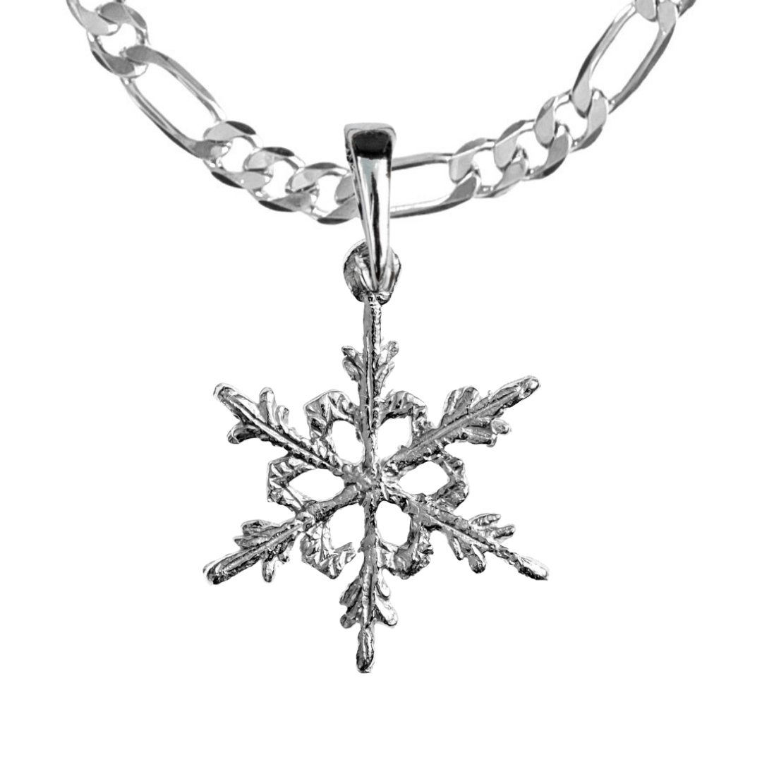 Silver Pewter Metal Real Snowflake Necklace Top Gift Ideas - House of Morgan Pewter