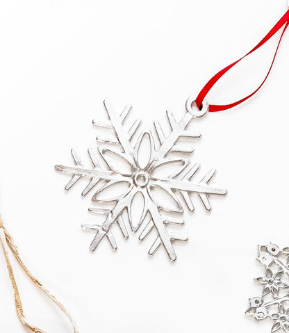Snowflake Ornaments - Winter Snow Pewter Christmas Ornaments - Snowflake Gift Set