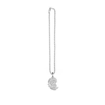 Silver Pewter Metal Santa Face Necklace Top Gift Ideas - House of Morgan Pewter