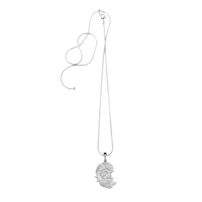 Silver Pewter Metal Santa Face Necklace Top Gift Ideas - House of Morgan Pewter