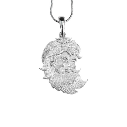 Silver Pewter Metal Santa Face Necklace Top Gift Ideas - House of Morgan Pewter