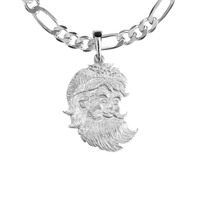 Silver Pewter Metal Santa Face Necklace Top Gift Ideas - House of Morgan Pewter