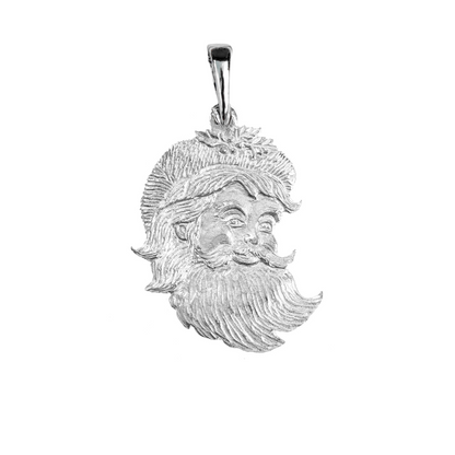 Silver Pewter Metal Santa Face Necklace Top Gift Ideas - House of Morgan Pewter