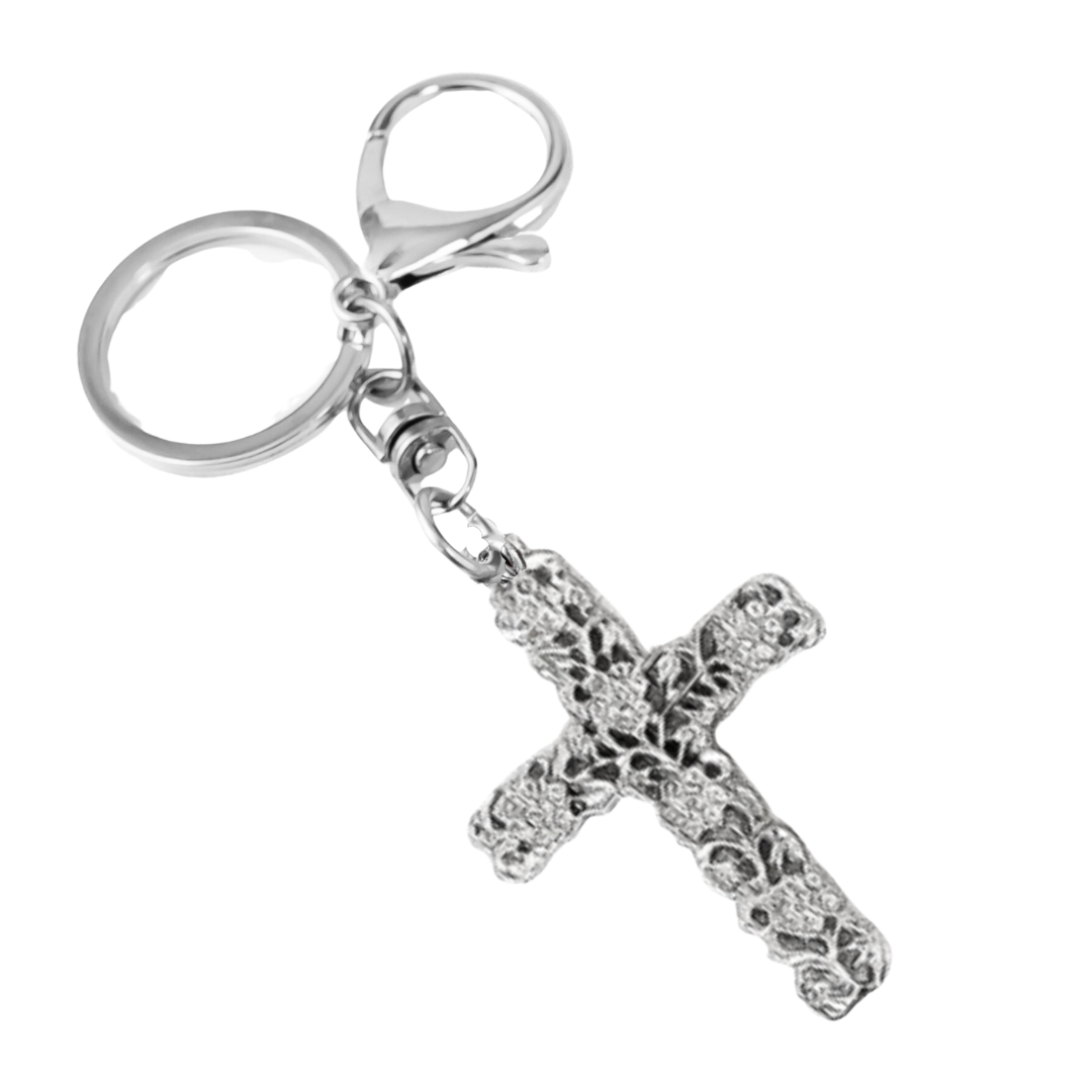 Silver Pewter Metal Olive Blossom Cross Jewelry Necklace Top Gift Ideas - House of Morgan Pewter