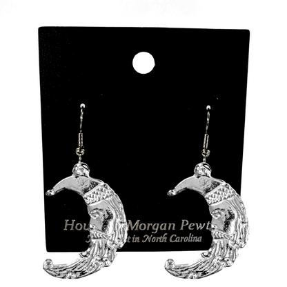 Silver Pewter Metal Santa Face Half Moon Necklace Top Gift Ideas - House of Morgan PewterSilver Pewter Metal Mom Earrings Top Gift Ideas - House of Morgan Pewter