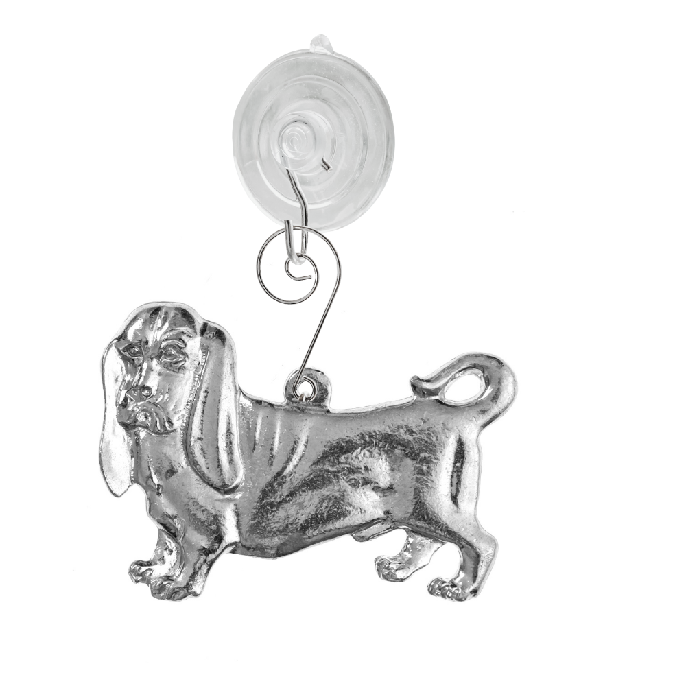 Silver Pewter Metal Basset Hound Suncatcher Top Gift Ideas - House of Morgan Pewter