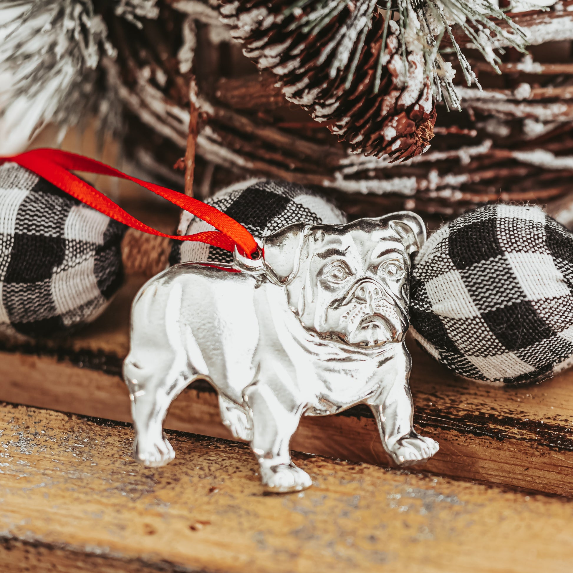 Silver Pewter Metal Bulldog Ornament Top Gift Ideas - House of Morgan Pewter