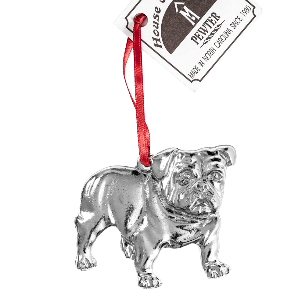Silver Pewter Metal Bulldog Ornament Top Gift Ideas - House of Morgan Pewter