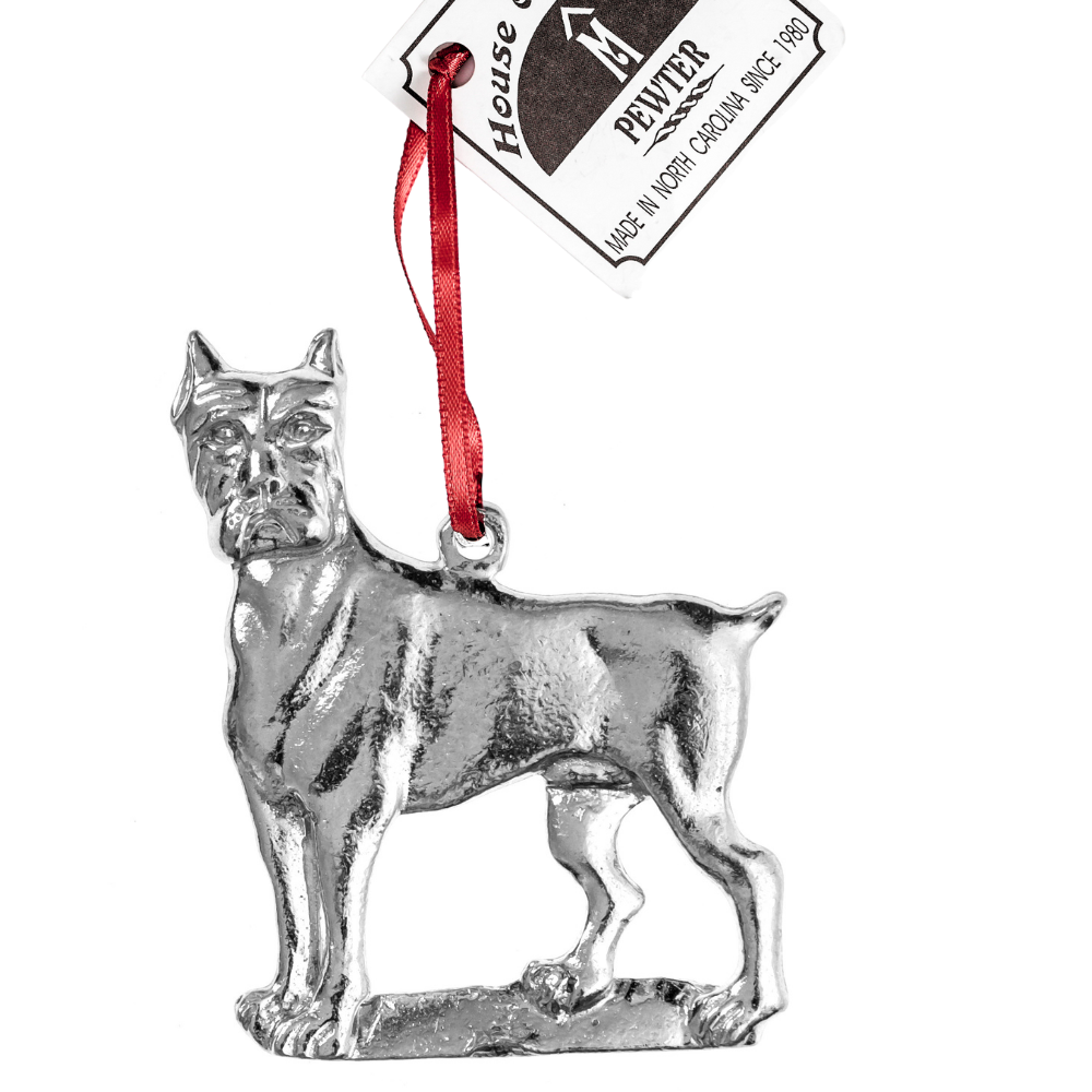 Silver Pewter Metal Boxer Bulldog Ornament Top Gift Ideas - House of Morgan Pewter