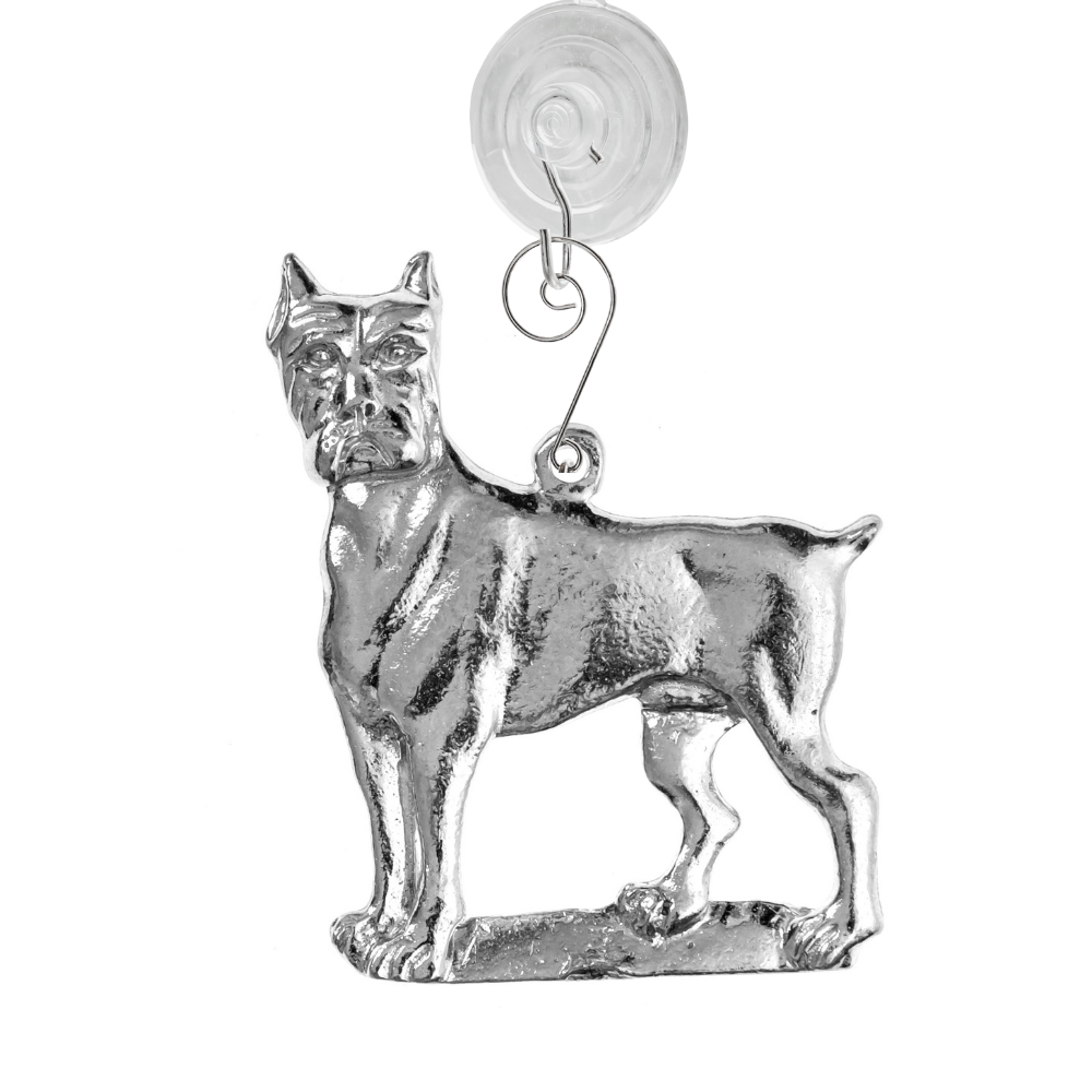 Silver Pewter Metal Boxer Bulldog Suncatcher Top Gift Ideas - House of Morgan Pewter