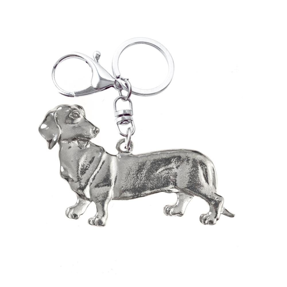 Silver Pewter Metal Dachshund Key Chain Top Gift Ideas - House of Morgan Pewter