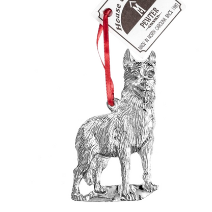 Silver Pewter Metal German Shepard Ornament Top Gift Ideas - House of Morgan Pewter