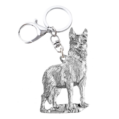 Silver Pewter Metal German Shepard Key Chain Top Gift Ideas - House of Morgan Pewter