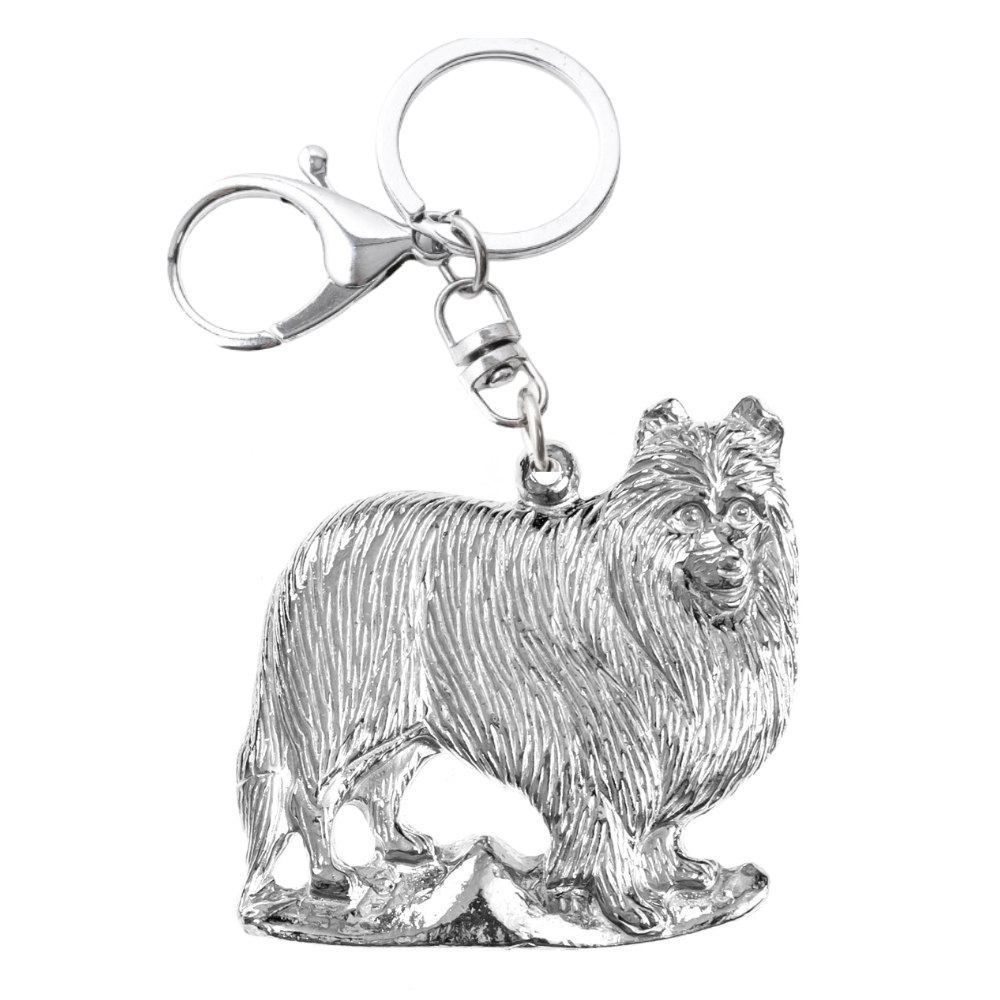Silver Pewter Metal Collie Top Key Chain Gift Ideas - House of Morgan Pewter