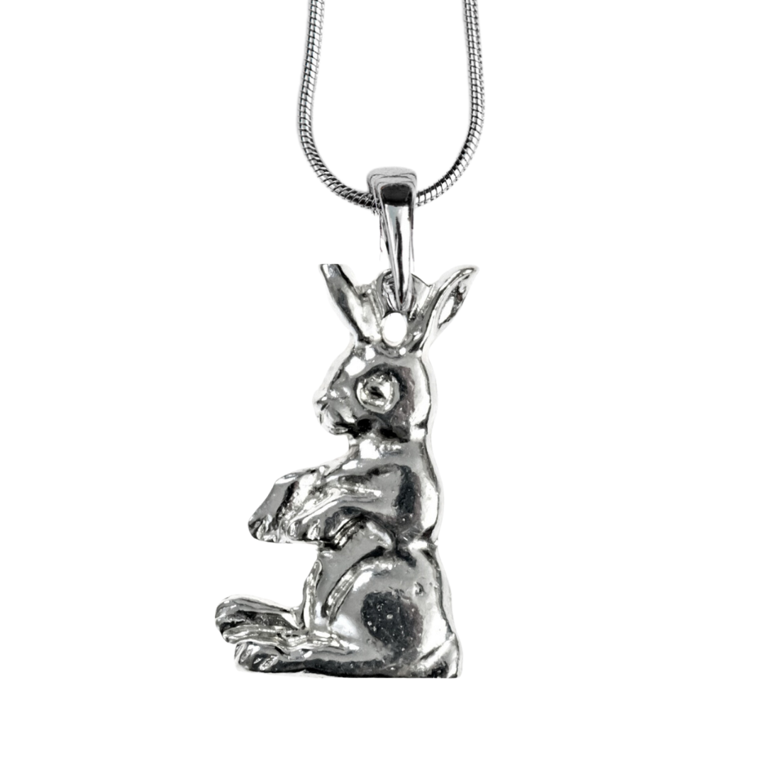 Silver Pewter Metal Rabbit Necklace Top Gift Ideas - House of Morgan Pewter