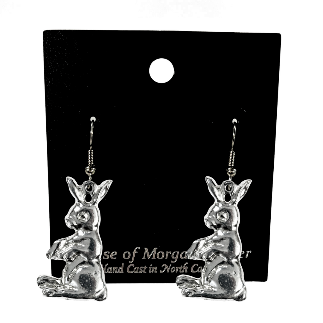 Silver Pewter Metal Rabbit Earrings Top Gift Ideas - House of Morgan Pewter