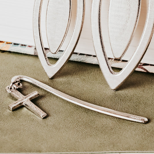 Pewter Bookmark Hook with Cross