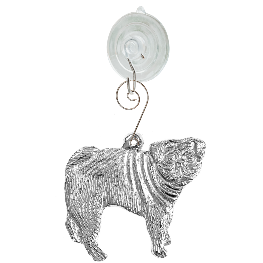 Silver Pewter Metal Pug Suncatcher Top Gift Ideas - House of Morgan Pewter