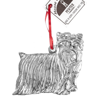 Silver Pewter Metal Yorkshire Terrier Ornament Top Gift Ideas - House of Morgan Pewter