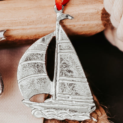 Silver Sailboat Ornament