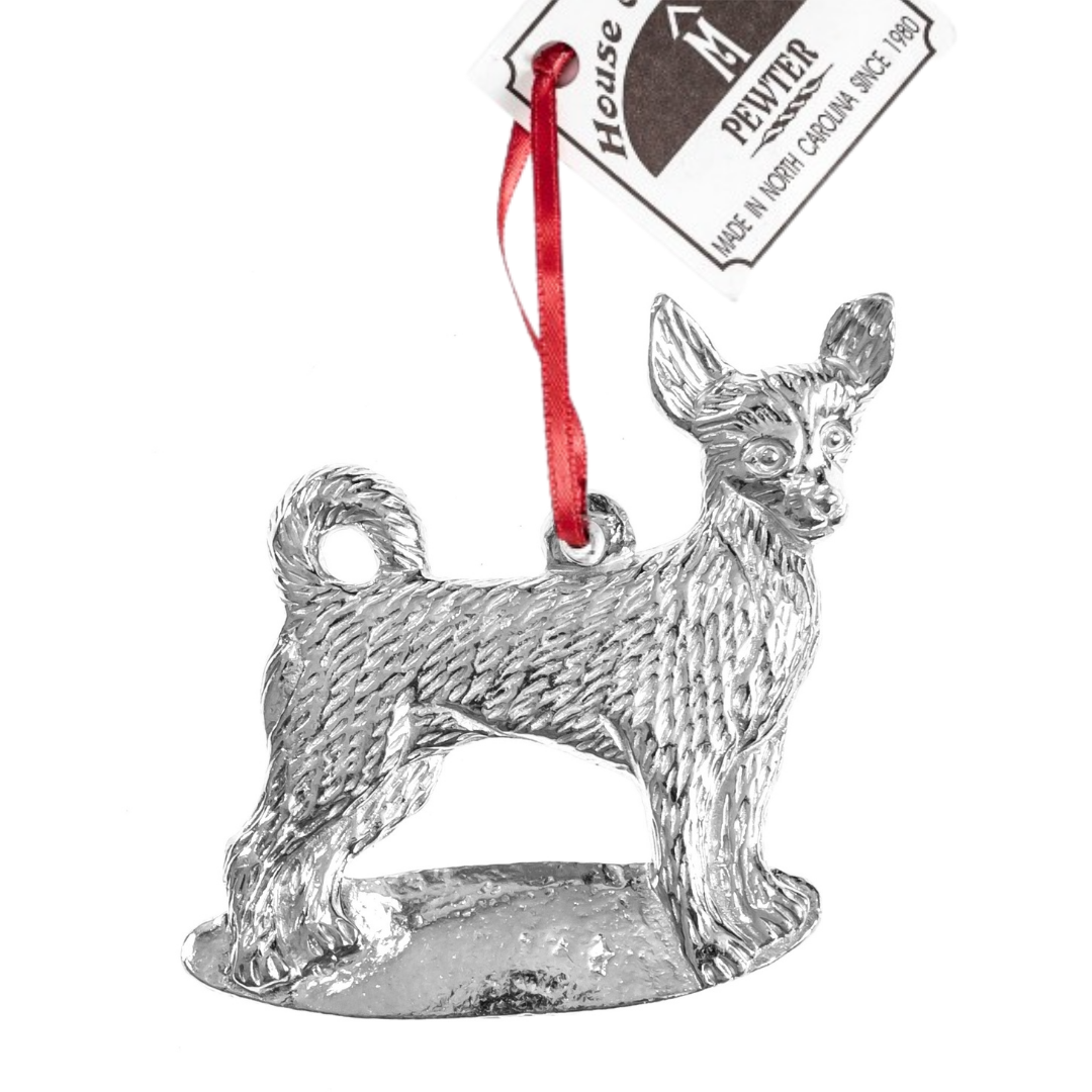 Silver Pewter Metal Chihuahua Ornament Top Gift Ideas - House of Morgan Pewter