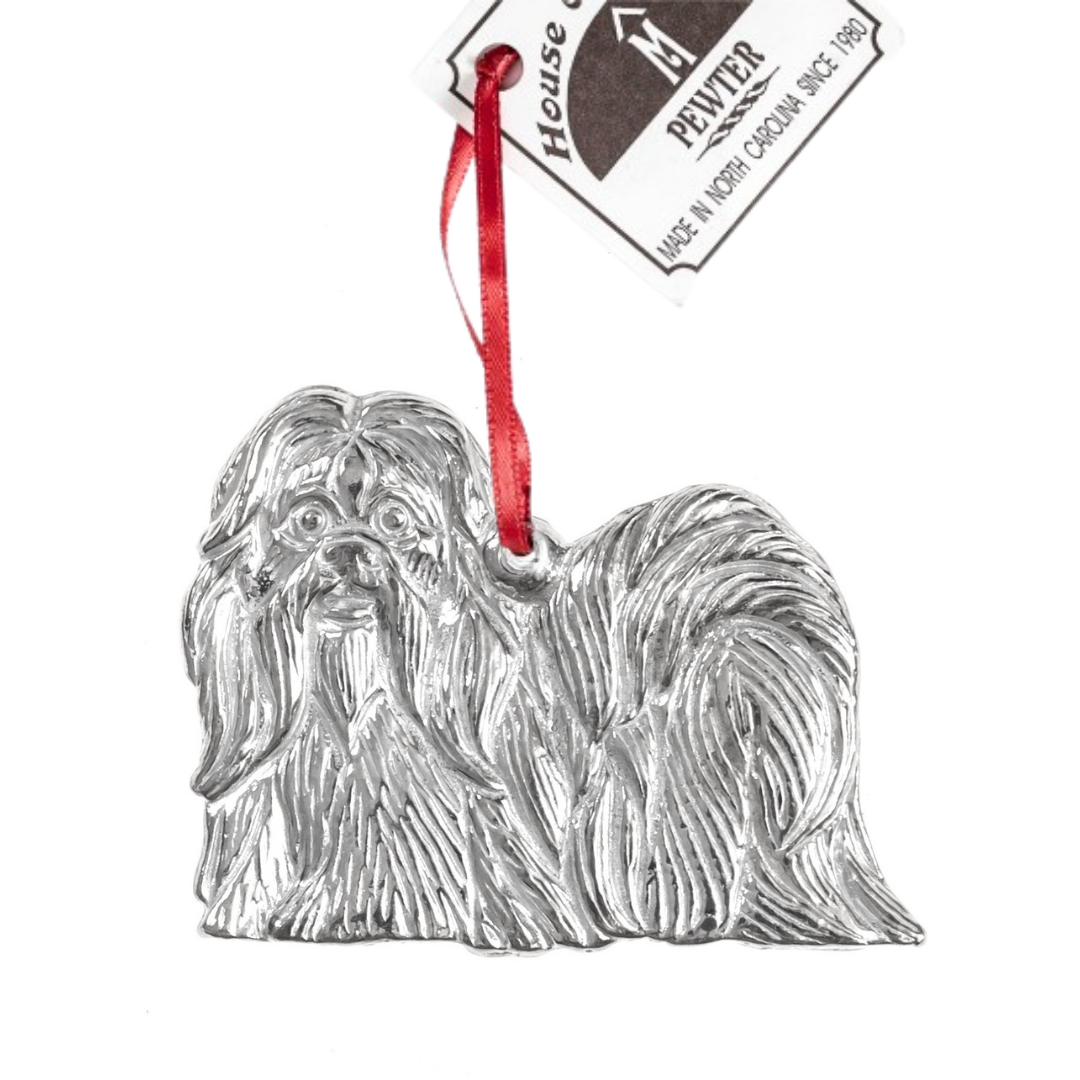 Silver Pewter Metal Shih Tzu Ornament Top Gift Ideas - House of Morgan Pewter