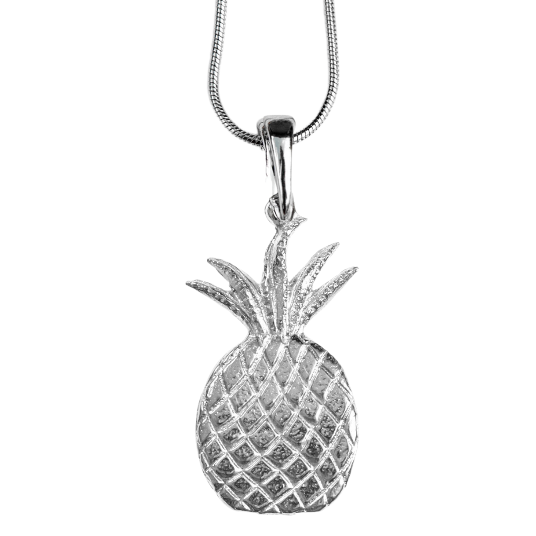 Silver Pewter Metal Pineapple Necklace Top Gift Ideas - House of Morgan Pewter