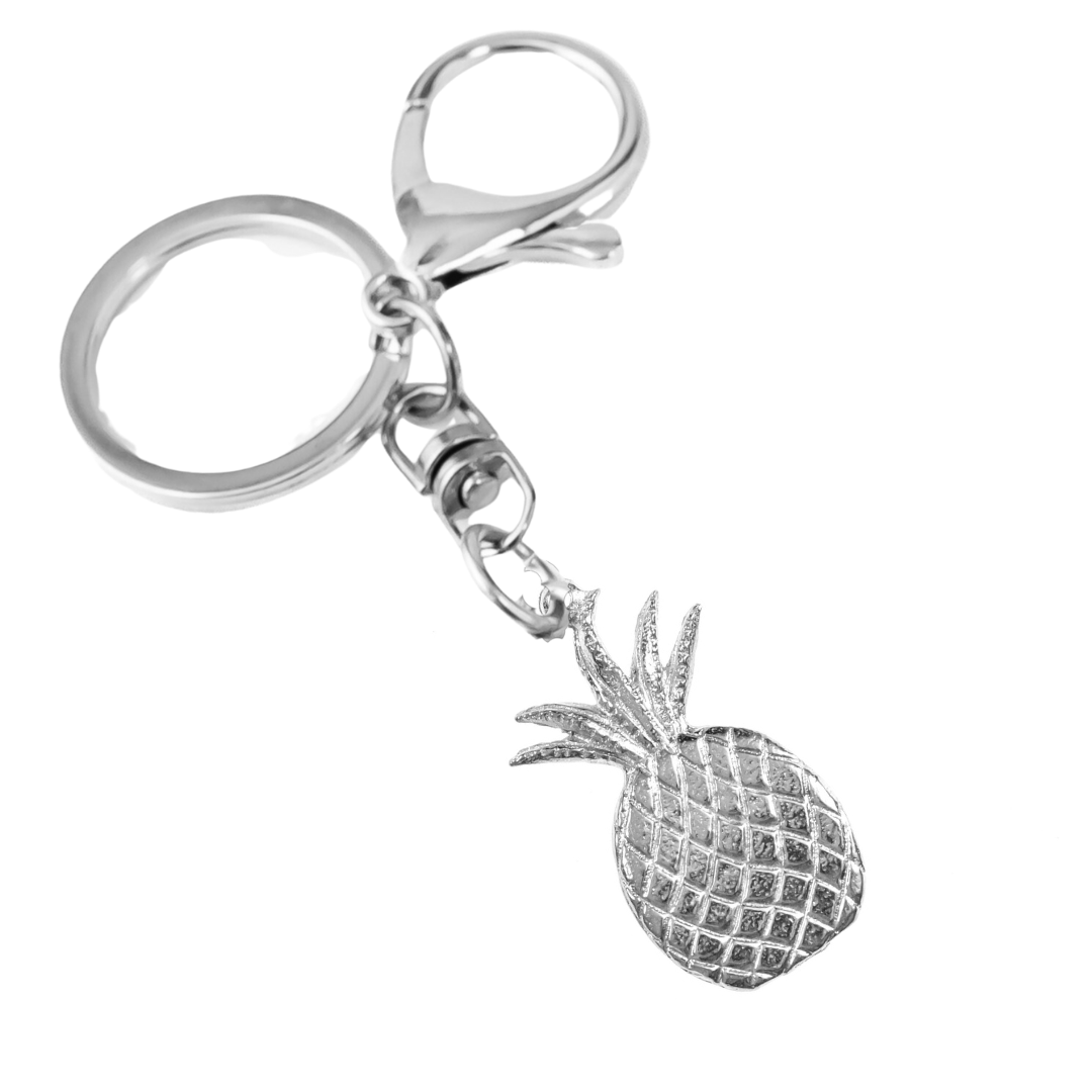 Silver Pewter Metal Pineapple Keychain Top Gift Ideas - House of Morgan Pewter