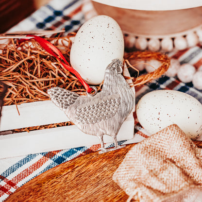 Chicken Pewter Ornament