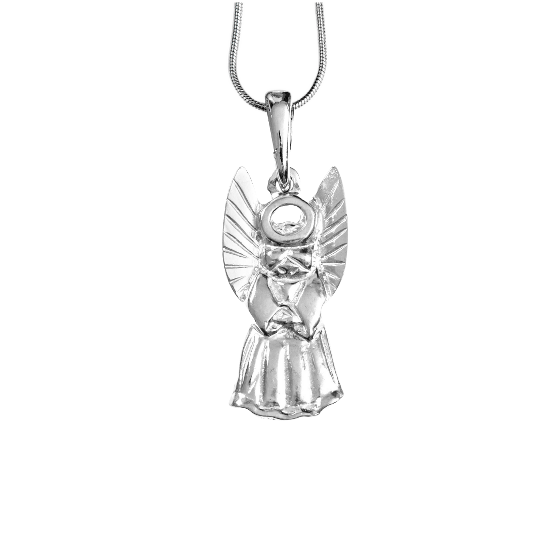 Silver Pewter Metal Angel Necklace Top Gift Ideas - House of Morgan Pewter