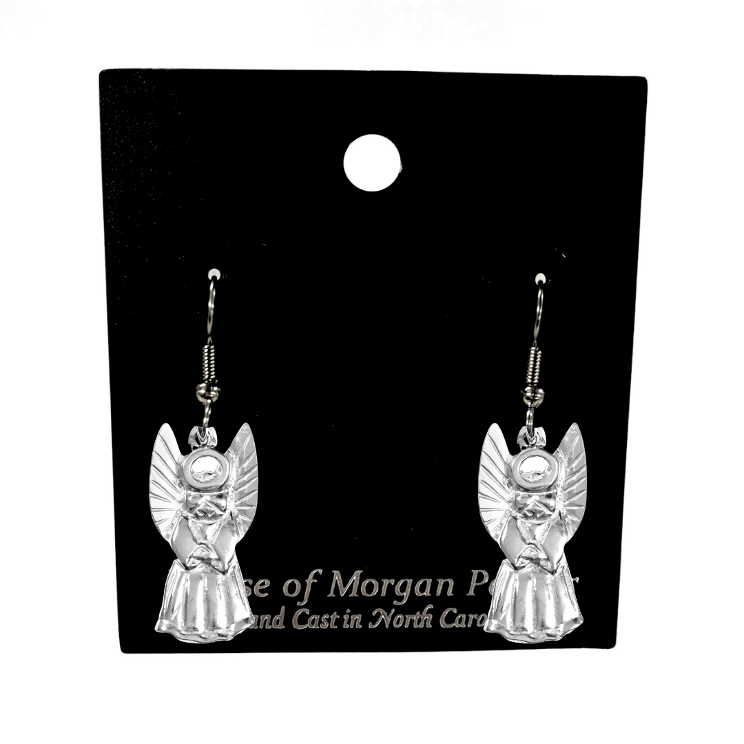 Silver Pewter Metal Angel Earrings Top Gift Ideas - House of Morgan Pewter