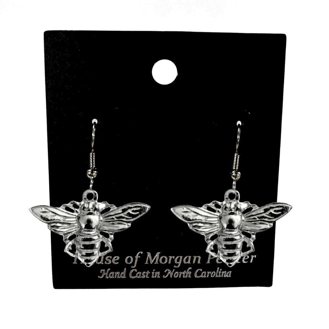 Silver Pewter Metal Bee Earrings Top Gift Ideas - House of Morgan Pewter