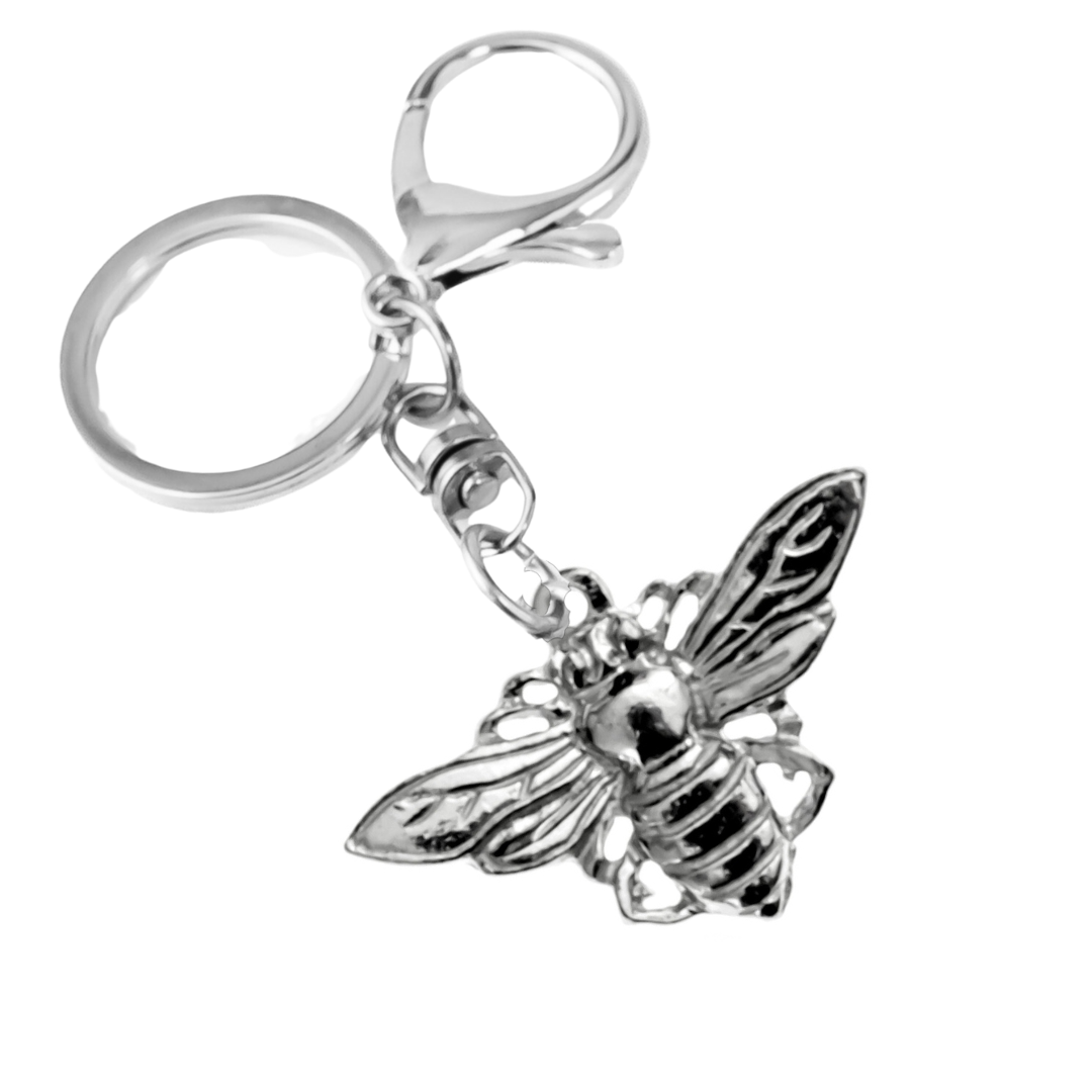 Silver Pewter Metal Bee Keychain Top Gift Ideas - House of Morgan Pewter