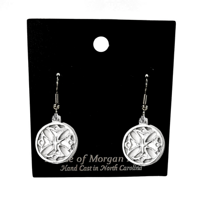 Silver Pewter Metal Cross in a Circle Earrings Top Gift Ideas - House of Morgan Pewter
