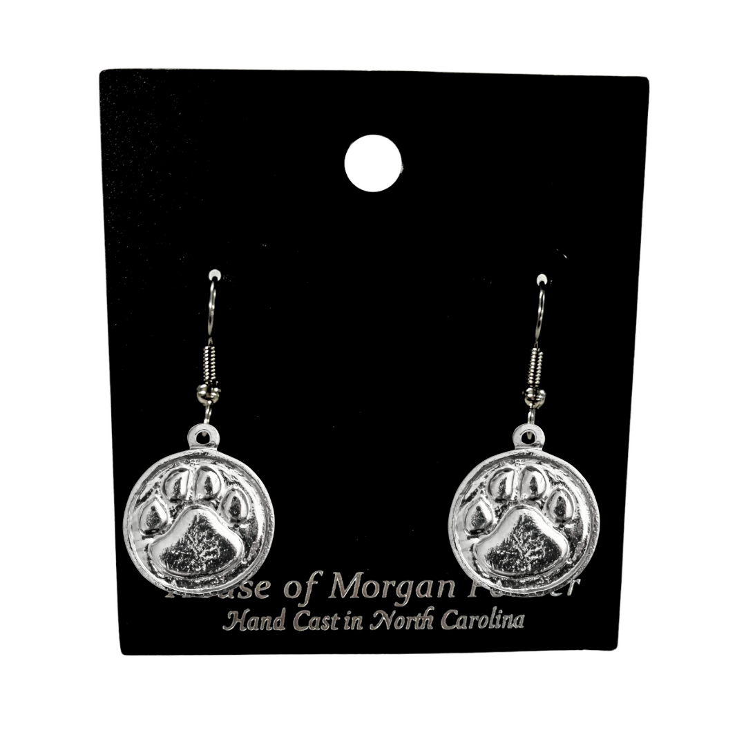 Silver Pewter Metal Dog Paw Earring Top Gift Ideas - House of Morgan Pewter