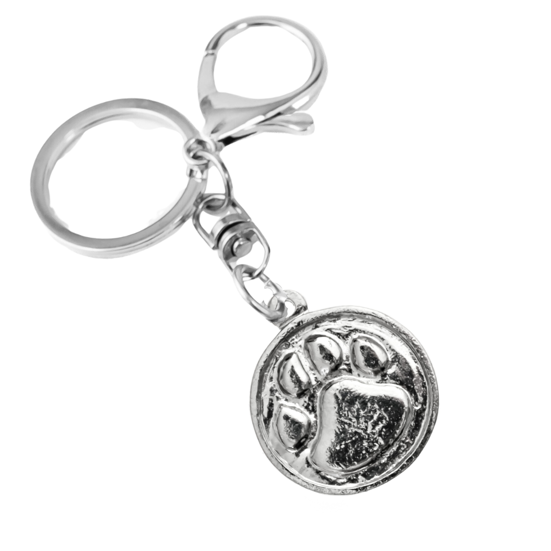 Silver Pewter Metal Dog Paw Keychain Top Gift Ideas - House of Morgan Pewter