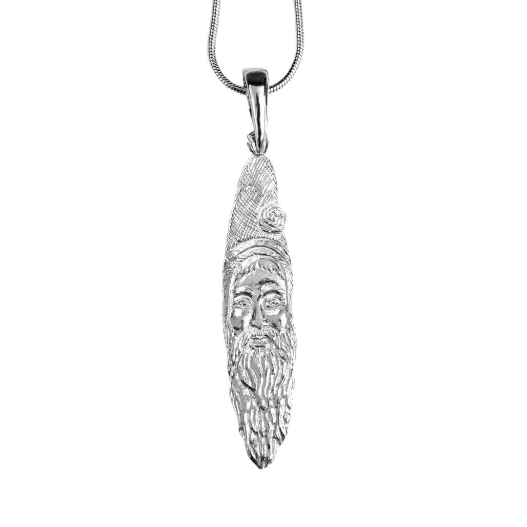 Silver Pewter Metal Santa Face Sickle Necklace Top Gift Ideas - House of Morgan Pewter