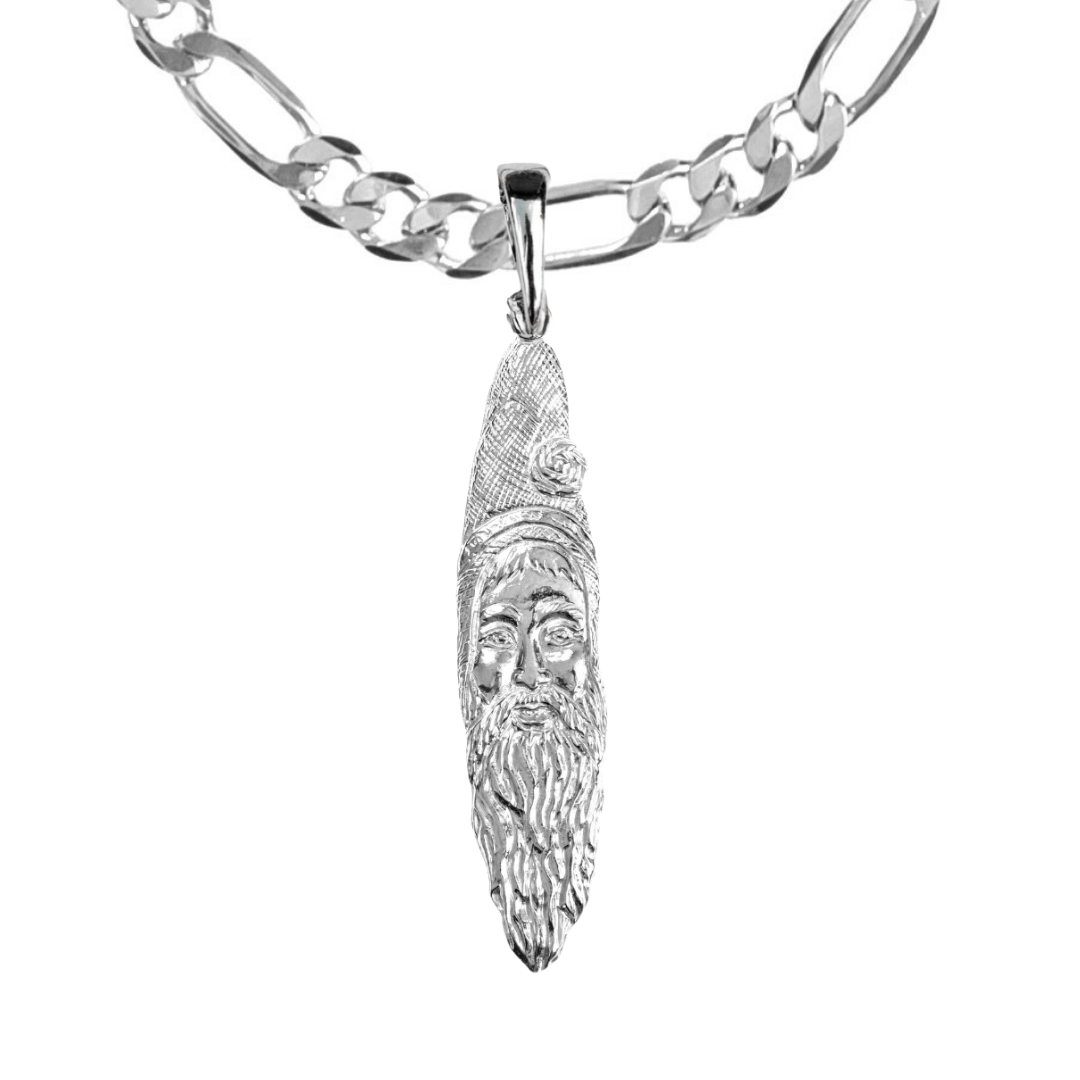 Silver Pewter Metal Santa Face Sickle Necklace Top Gift Ideas - House of Morgan Pewter
