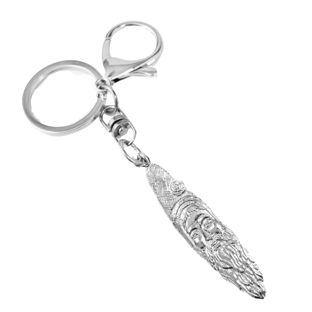 Silver Pewter Metal Santa Face Sickle Keychain Top Gift Ideas - House of Morgan Pewter
