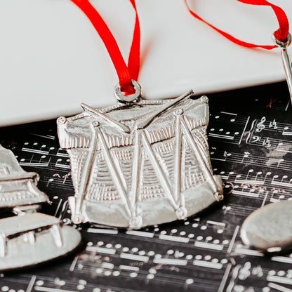 Drum with Drumsticks Gift - Marching Drum Christmas Ornament - Holiday Instrument Gift