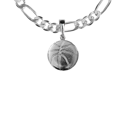 Silver Pewter Metal Basketball Necklace Top Gift Ideas - House of Morgan Pewter