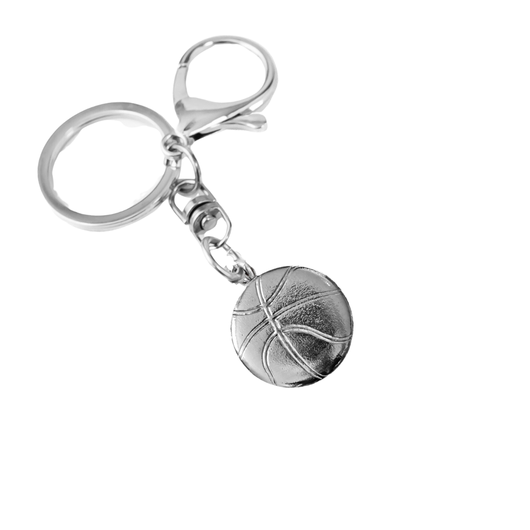 Silver Pewter Metal Basketball Keychain Top Gift Ideas - House of Morgan Pewter