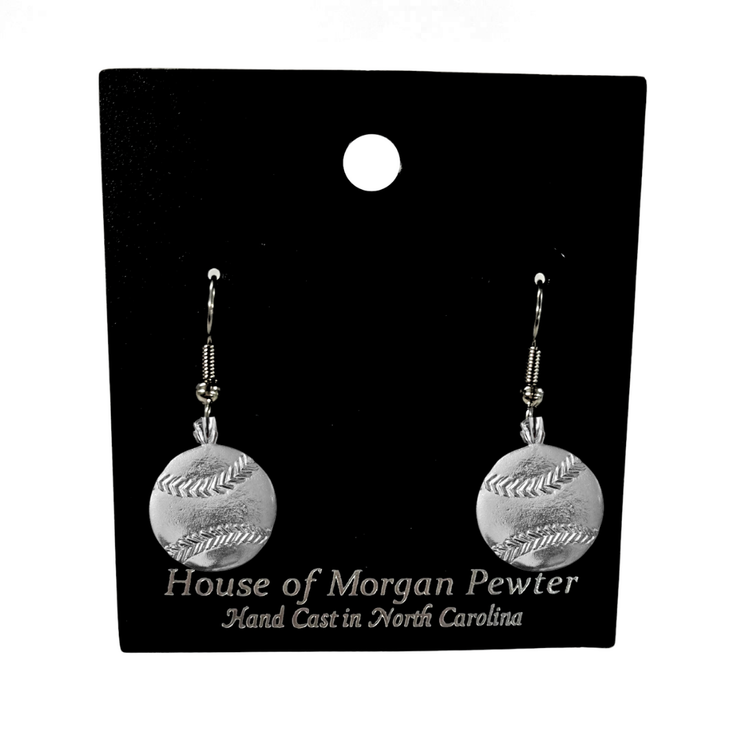 Silver Pewter Metal Baseball Earrings Top Gift Ideas - House of Morgan Pewter