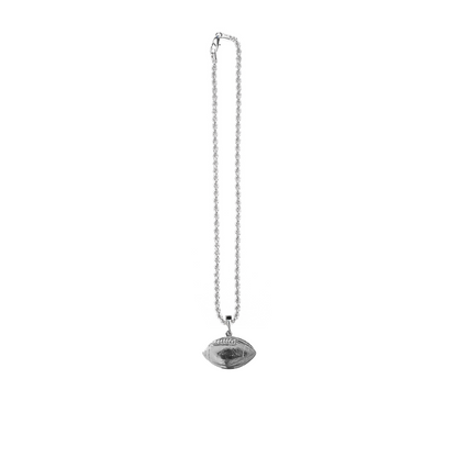 Silver Pewter Metal Football Necklace Top Gift Ideas - House of Morgan Pewter