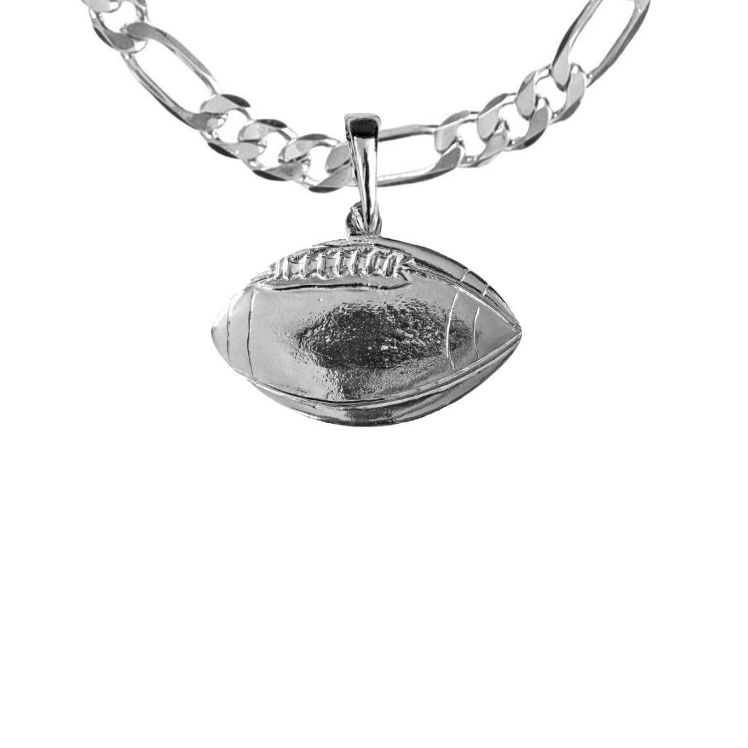 Silver Pewter Metal Football Necklace Top Gift Ideas - House of Morgan Pewter