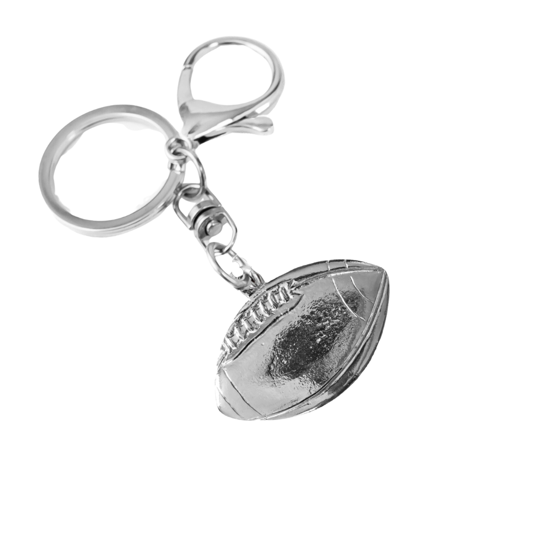 Silver Pewter Metal Football Keychain Top Gift Ideas - House of Morgan Pewter