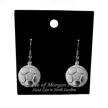 Silver Pewter Metal Soccer Ball Earrings Top Gift Ideas - House of Morgan Pewter