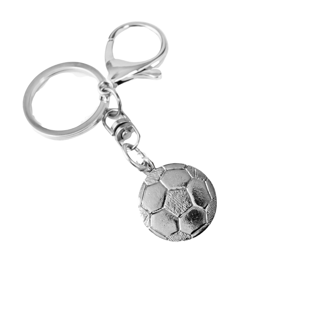 Silver Pewter Metal Soccer Ball Keychain Top Gift Ideas - House of Morgan Pewter