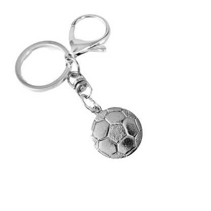Silver Pewter Metal Soccer Ball Keychain Top Gift Ideas - House of Morgan Pewter