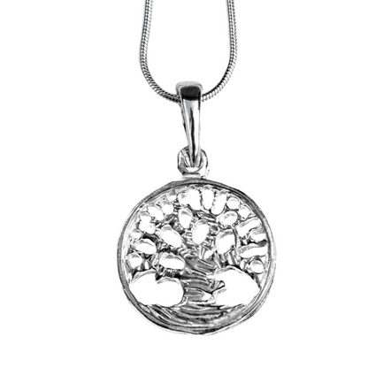 Silver Pewter Metal Tree of Life Circle no Leaves Necklace Top Gift Ideas - House of Morgan Pewter